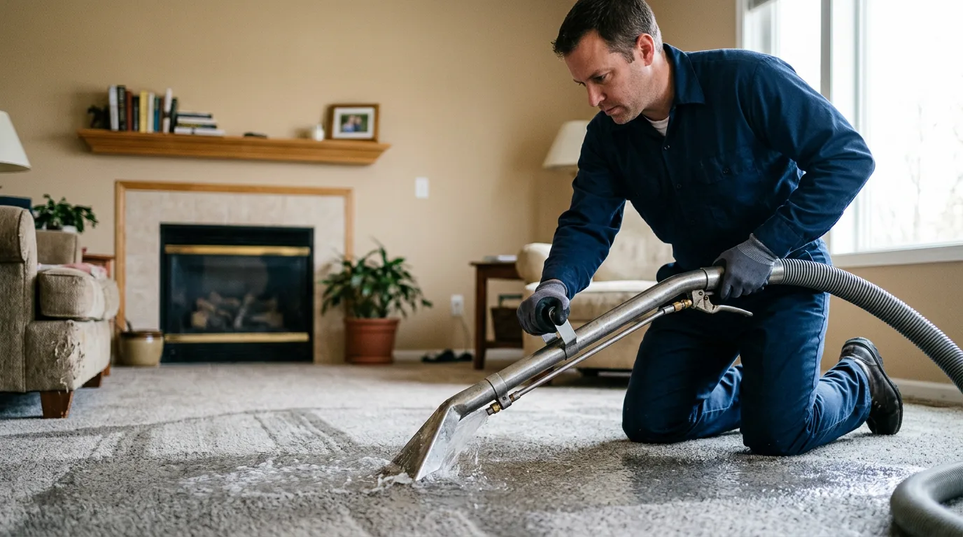 Water damage restoration technician working near Sugar Land, TX